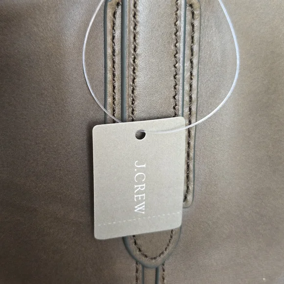 NWT J. Crew Oar Leather Tote Bag Mens Olive Green/Brown - Picture 14 of 16